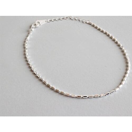 1mm Thin Authentic 925 Sterling silver bamboo joint Chain bracelets fine Jewelry S28
