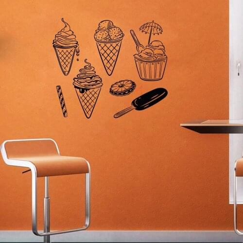 Ice Cream Cone Wall Decal Sweets Cafe Dessert Shop Interior Decoration Refrigerator Door Window Vinyl Sticker Art Wallpaper Q519