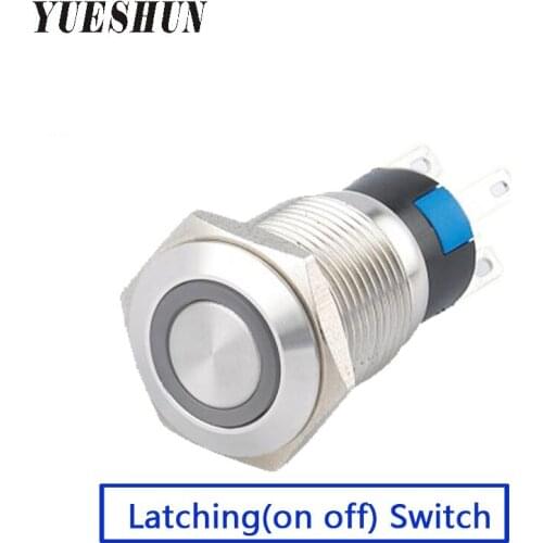 YUESHUN 10pcs 16mm Push Button Switch Ring illuminated LED Electrical Equipment Latching Light Switch Power Switches