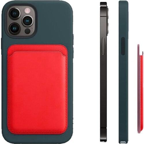 Faux Leather Magnetic Phone Credit Card Holder Protective Case for iPhone 12