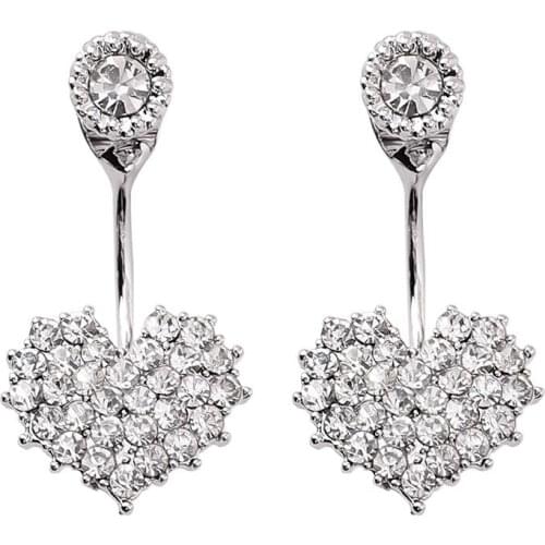 2021 Fashion wild back hanging peach heart jewelry Crystal from Swarovskis 925 silver needle sweet shiny love earrings Women