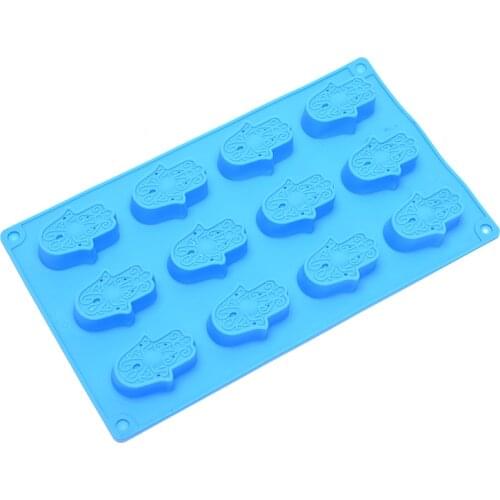 1PC Mold Silicone 12 Holes Mini Lotus in The Palm Soap Khamsah DIY for Soap Making Hand of Fatima Mascot Mold