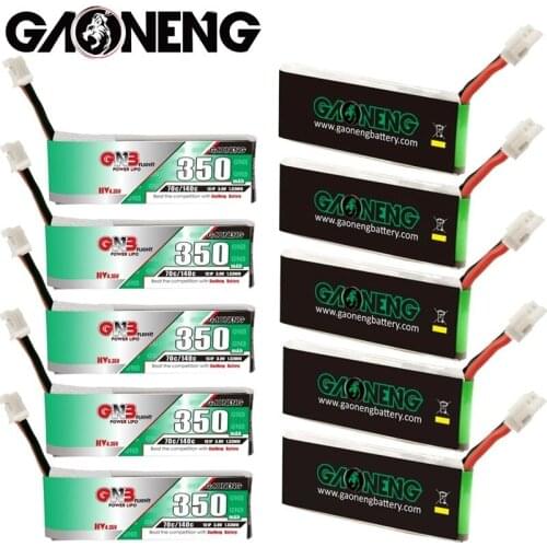 10Pcs/Set GAONENG Max 140C 1S 3.8V 350mAh 4.35V HV Lipo Battery PH2.0 for BetaFPV 65S UK65 Blade Inductrix UR65 Tiny Whoop Drone