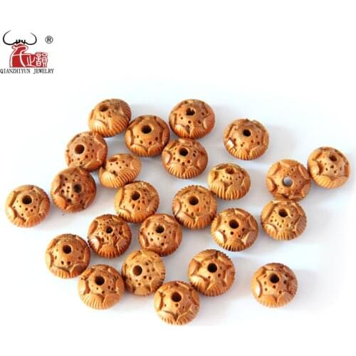 10Pcs/Lot peach wood Beads 10X14mm 12X18mm Wooden Beads For Jewelry Making,Hand-carved lotus flower Beads