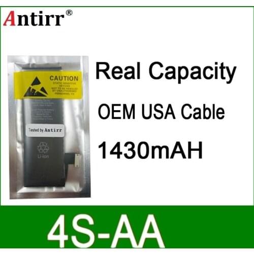 10pcs/lot Real Capacity China Protection board 1430mAh 3.7V Battery for iPhone 4S zero cycle replacement repair parts 4S-AA