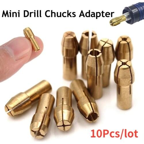Hot Goods 10Pieces Of Mini Drill Chuck Adapter Dremel Mini Drill Chuck for Electric Rotating Tools Micro Chuck Brass 0.5MM-3.2MM