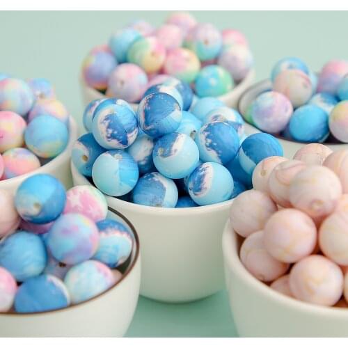 10pcs Baby Teether Silicone Beads Planet 15mm Diy Pacifier Chain Bracelet Bpa Free For Newborn Baby Teething Necklace Accessorie