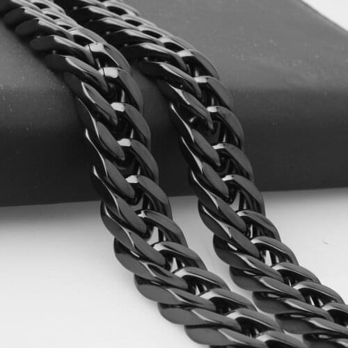 12mm Hotsale 316L Stainless Steel Black Color Cuban Curb Chain Mens Womens Never Fade Necklace Or Bracelet 1PCS Christmas Gift