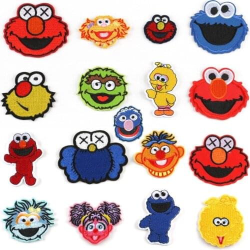 17 types Sesame Street Cartoon Series For child Clothes DIY Iron Patches For Hat Jeans Sticker Sew-on Embroidered Patch Badge