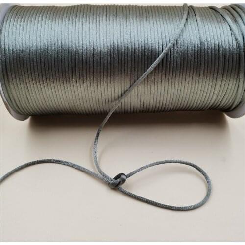 2mm X 20meters Metal Grey Color Rattail Satin Cord Chinese Knot Braided String Jewelry Findings Beading Rope R484
