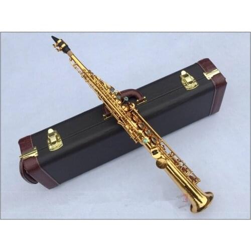 2020 New arrival Straight Professional level Soprano Saxophone Abalone buckle Key Bb Musical instrument Sax With case