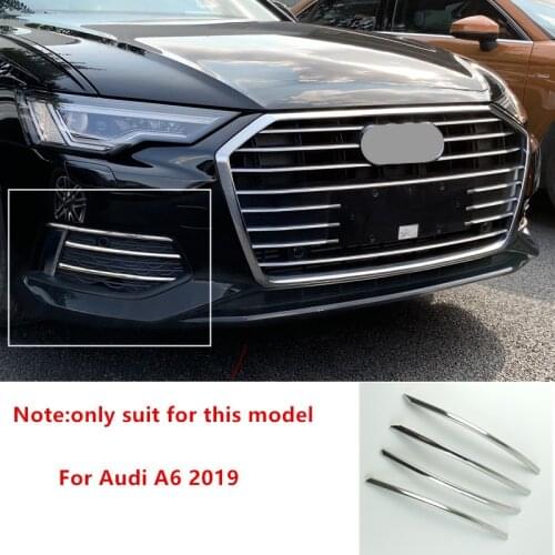 Front Fog Lamp Trim Strips Stainless Steel 4Pcs For Audi A6 C8 2019 Car Styling Head Decoration Stickers Decals