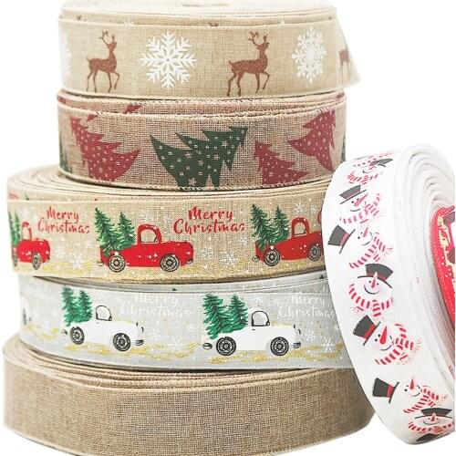 5M Christmas Decorations Cartoon Patterns Print Decorative Ribbon Pendant Hanging Artware for Home Office Shops