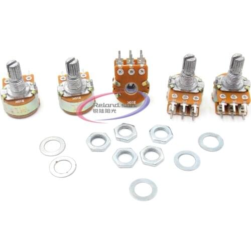 5pcs B1K B2K B5K B10K B20K B50K B100K B500K B1M 6Pin Shaft WH148 Potentiometer 1K 2K 5K 10K 20K 50K 100K 500K 1M
