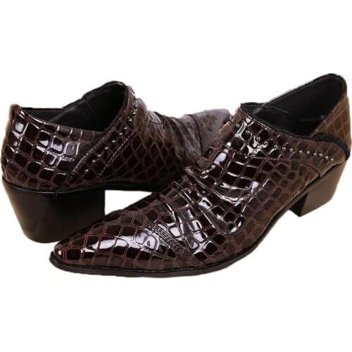 Batzuzhi Luxury leather Shoes 6.5cm High Heel Man Dress Shoes Leather Fashion Wedding and Party Shoes Men, Big Size US6-12