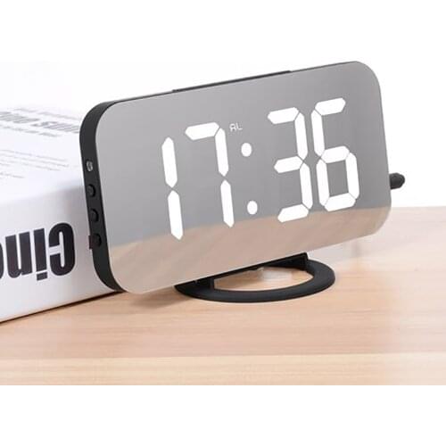 Alarm Clock Digital Electronic Smart Mechanical LED Display Time Table Desk 2 USB Charger Ports For Iphone Android Mirror Snooze