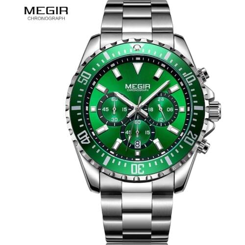 Business Quartz Watches Men Stainless Steel Chronograph Army Military Wrist Stop Watch Clock Relogios Masculino Male 2064G-9