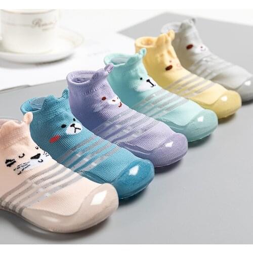 Unisex Baby Shoes First Shoes Baby Walkers Cotton Non-slip Floor Socks New Born Rubber Sole Cartoon Indoor Socks Infant Shoes