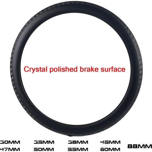 ELITEWHEELS 700c Road Carbon Rim Crystal Polished Brake Surface UD Finish Matte Or Glossy Tubular Clincher Tubeless For Cycling