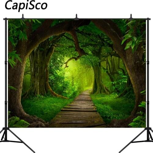 Capisco Photography Backdrops Forest Footpath Fairy Tale Party Banner Photo Background for Birthday Party Customize