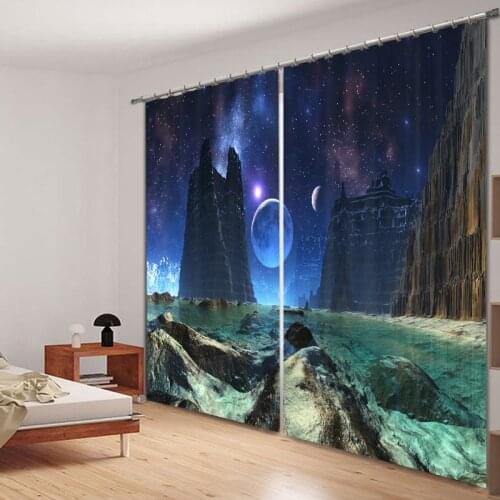 Customized Starry sky Luxury 3D Blackout Window Curtain Drapes For Living room Bed room Hotel Wall Tapestry Cortinas
