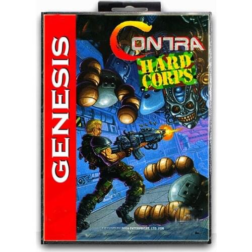 Contra Hard Corps aka Probotector with Box for 16 bit Sega MD Game Card for Mega Drive for Genesis Video Console