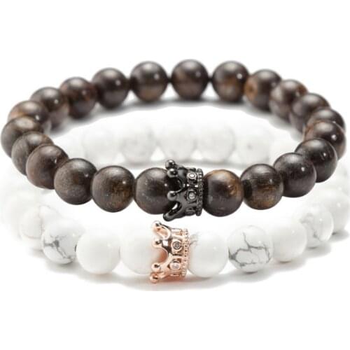 Crown 8mm Punk multicolor Agate beads Chakra Reiki Buddha Yoga Bracelet elastic adjustable Volcanic Stone Bangles ioyi5