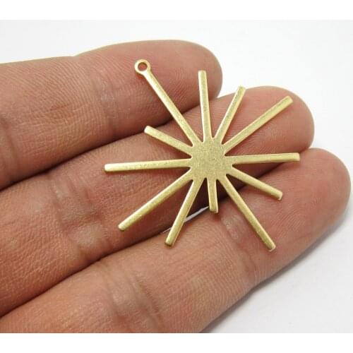 Brass sun pendant Brass star charm Earrings dangle charm 40x38x1mm Necklace findings -2pcs R1239
