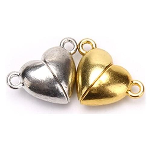 10Pcs/pack Metal Love Magnetic Buckle Accessories A Pair Of Lovers Bracelet Hair Rope DIY Magnetic Buckle Accessories Wholesale