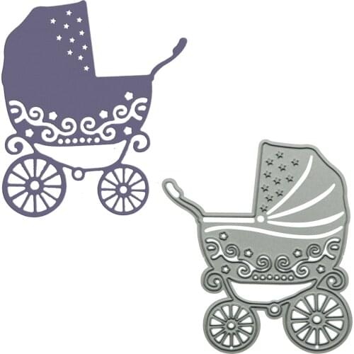 Baby Stroller Pattern Metal Cutting Dies Scrapbooking DIY Clipart Craft Pram Shape Paper Cutter Mold For Photo Album Decorating
