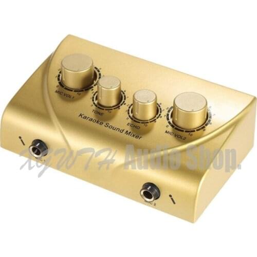 Mini Karaoke Mixer Digital Audio Sound Echo Mic Mixing Console System 2 Mic Inputs With Cable,for TV PC Smart Phone Amplifier