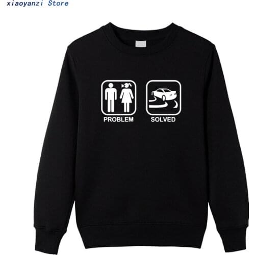 Fashion Funny Problem solved Drift sweatshirts Men pullovers Cotton Car Drift sportswear Man hoodies Clothing OT-735