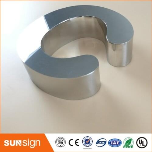 Outdoor customized led stainless steel channel wall-mounted stainless steel letter
