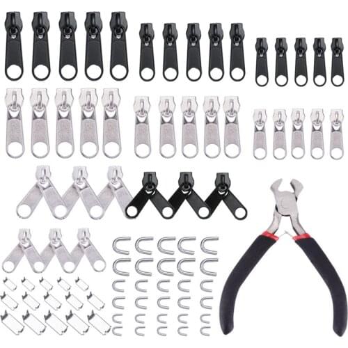 New 85Pcs Zipper Repair Kit Zip Slider Rescue Universal Zippers Replacement Jacket Clothes Bag Tent Fix Plier Sewing Needlework
