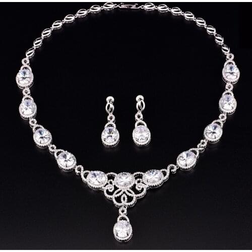 New Arrival Cloud Cubic Zirconia Wedding Necklace Set For Women Drop Earrings Engagement Jewelry Wife Gift CZL-6080