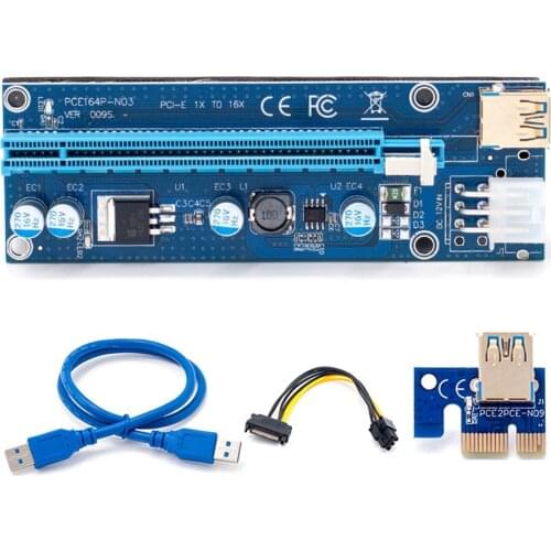 Pci-E Pcie Riser 009 Express 1X 4x 8x 16x Extender Pci E Riser Usb 009S Dual 6Pin Adapter kaart Sata 15pin Voor Btc Mijnwerker