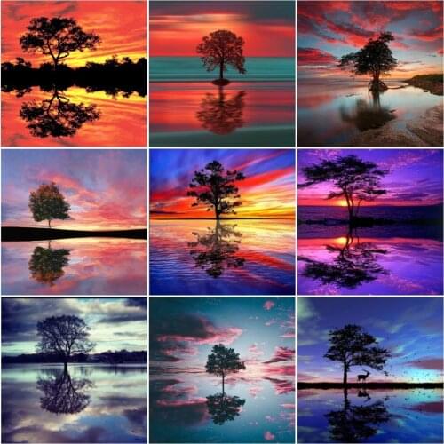 Full Square 5D Diy Diamond Painting Landscape 3D Diamond Embroidery Tree Cross Stitch Kits Rhinestone Mosaic Handmade Hobby Gift