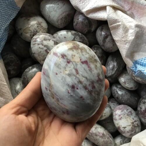 Natural Red tourmaline palm stone polished rubellite crystal palm healing stone