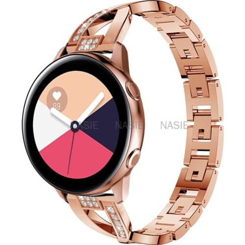 Correa Watchband for Samsung Galaxy Watch 4 Classic 46mm 42mm Diamond Metal Strap for Active 2 40mm 44mm Smart Watch Bracelet