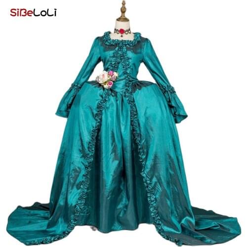 Deluxe Green Colonial 18th Century Rococo Marie Antoinette Dress Victorian Inspired Baroque Costume Reenactment Theater Clothing