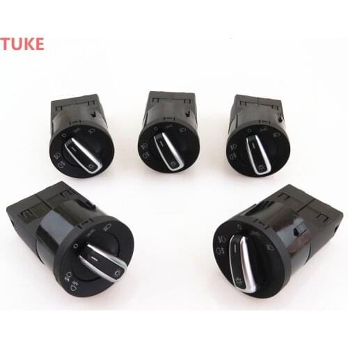 RWSYPL Qty 5 Car Chrome Car Headlight Control Switch Knob 3BD941531A 3BD 941 531 A For Golf MK4 Bora 4 Beetle Passat B5 Seat