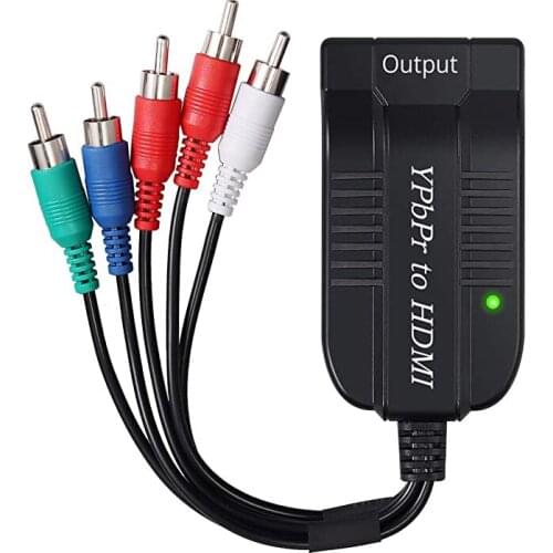 Male Component to HDMI-Compatible Converter 1080P YPBPR RGB + R/L Audio to HDMI-Compatibl Adapter 5RCA to HD for PS3 DVD VCR Etc