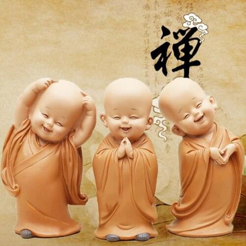 Buddha statue small monk Resin cute home club Feng Shui decoration Crafts Boutique tea pet jewelry free delivery