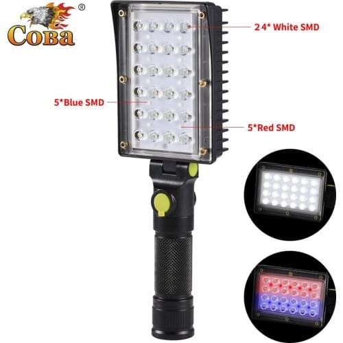 SMD portable spotlight 2000LM led work lamp usb rechargeable waterproof ABS red blue light magnetic hook use 18650 battery