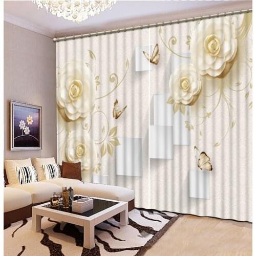 Blackout 3d Curtains Modern Simple and Stylish Three-dimensional Flower Butterfly Photo Printing 3d Curtains For Living ro