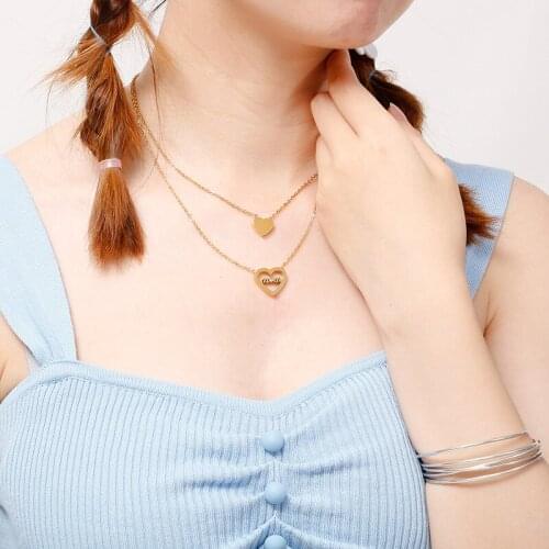 Titanium Steel Double-layer Heart MOM Letter Pendant Necklace Mothers Day Gifts Necklace for Mother Fashion Charm Jewelry New