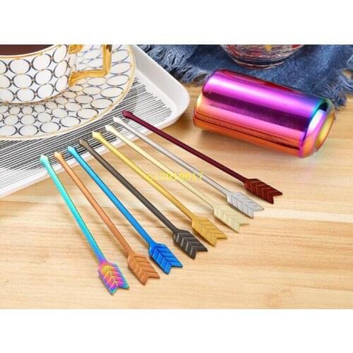 Creative arrow shape fruit fork dessert fork stainless steel cake fork coffee mixer 7 colors household tableware flatware