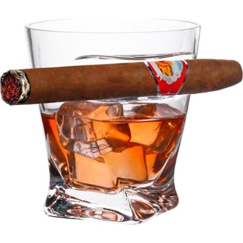 1 or 2 Pcs High quality crystal whiskey glass With Side Mounted Holder for Liquor Scotch Bourbon 210510-01