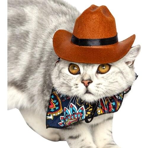 Funny Pet Hat For Dog Cat Western Cowboy Hat Photo Prop Universal Dog Cap For Halloween Christmas Street Party Pet Accessories