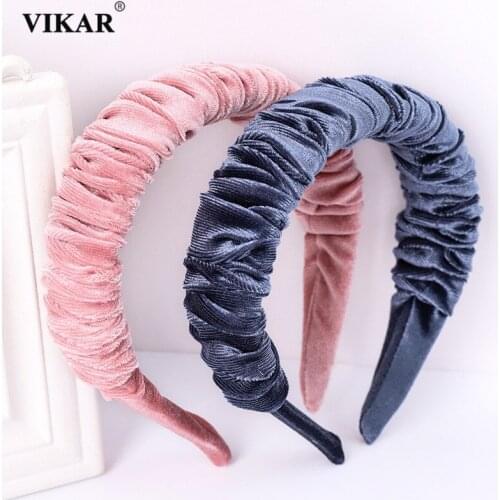 Winter Korea Velvet Pleated Hairband For Women Retro Wide Headband Fashion Headwear Knitting Braided Hair Bands Hair Accessories